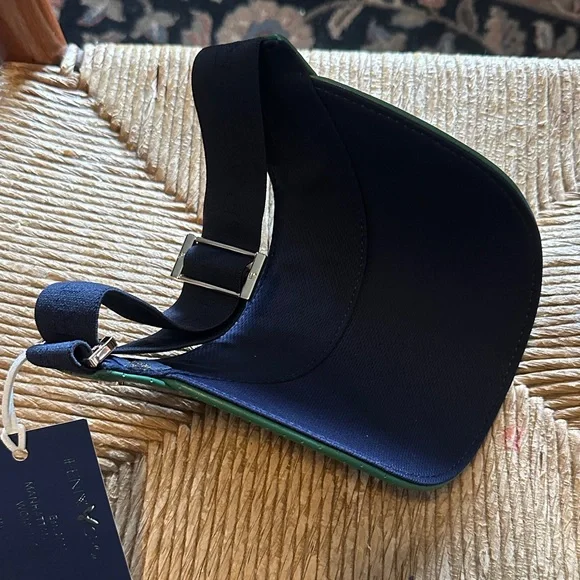 Fenix sportier Green Perforated Italian leather Visor Hat with gold hardware - Picture 8 of 11